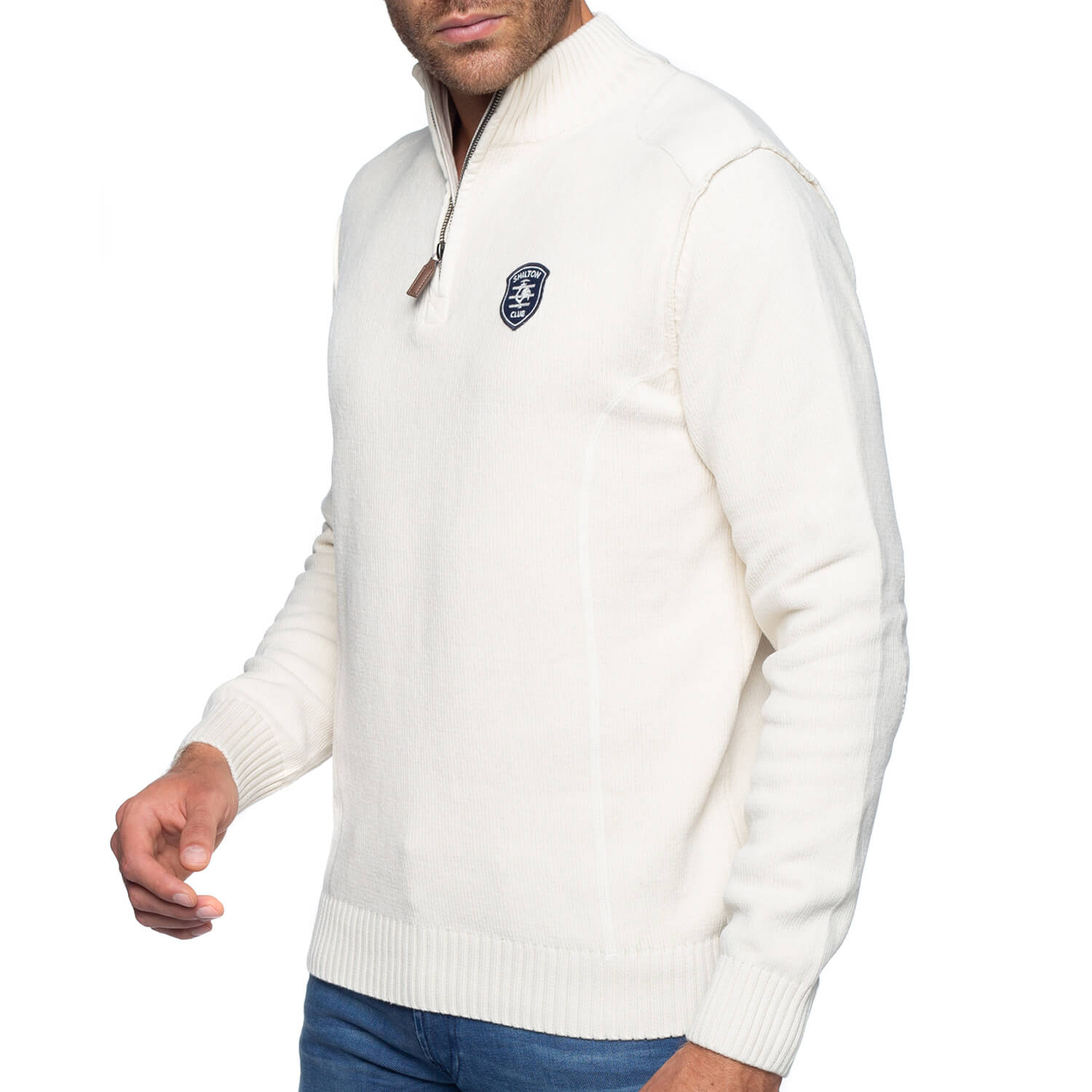 Pull col zippé coton chenille